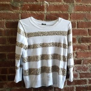 J. Crew gold striped sequin sweater